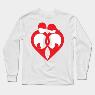 Heart shaped family logo. Mother, father, little boy and little girl Long Sleeve T-Shirt